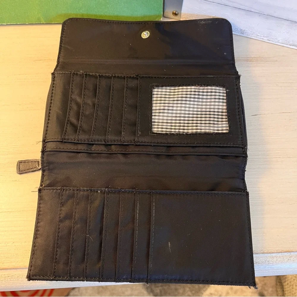 Kate Spade NY Vintage Wallet Striped Coated Fabric Black/White/Purple